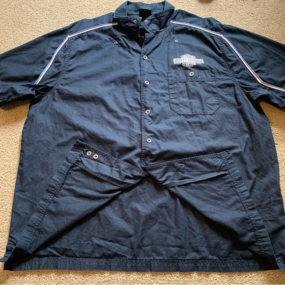 Harley Davidson Mechanic Shirt Mens Sz XXL Black Short Sleeve Button Up - Picture 13 of 14